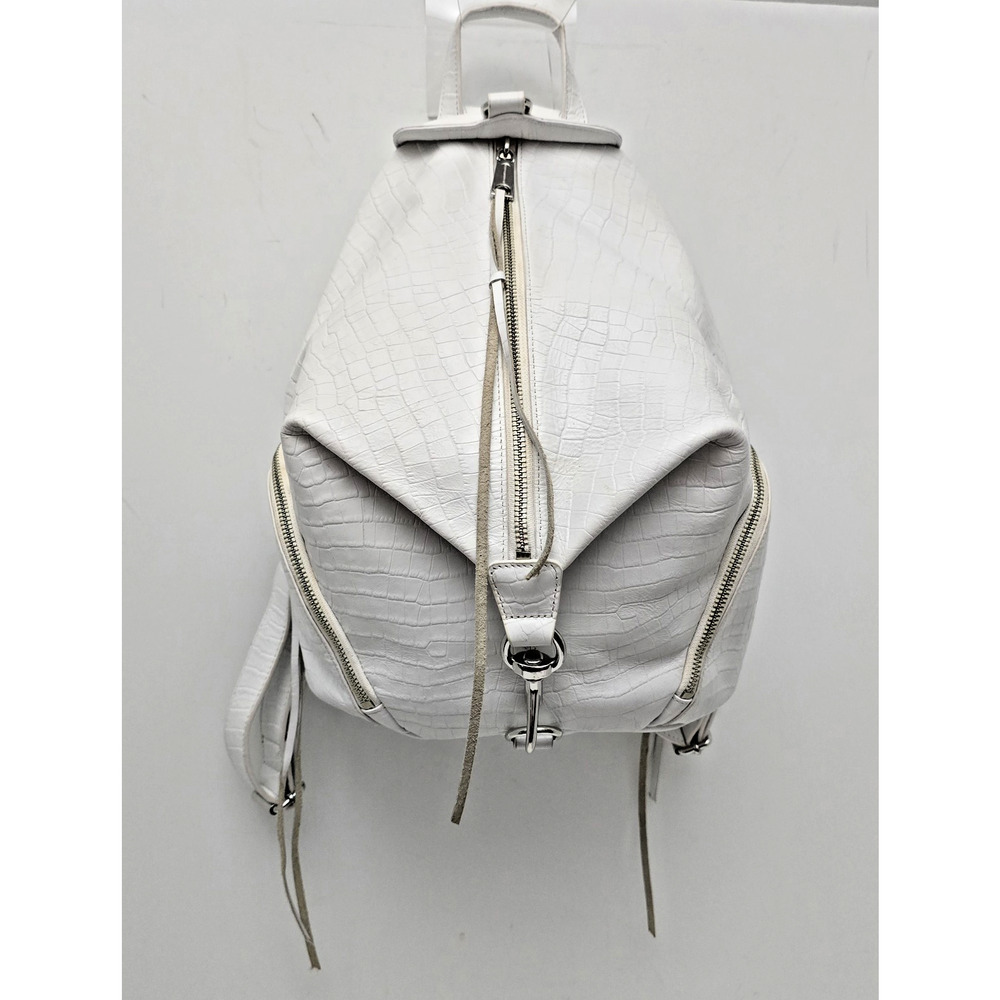 Rebecca Minkoff Julian Embossed Leather Backpack White LG